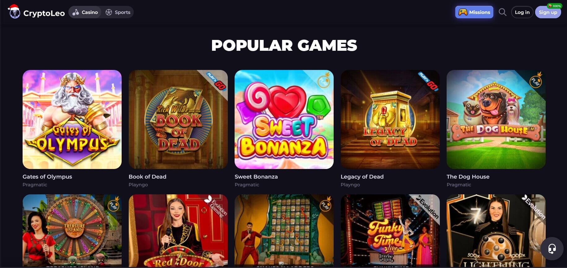 CryptoLeo game lobby screenshot